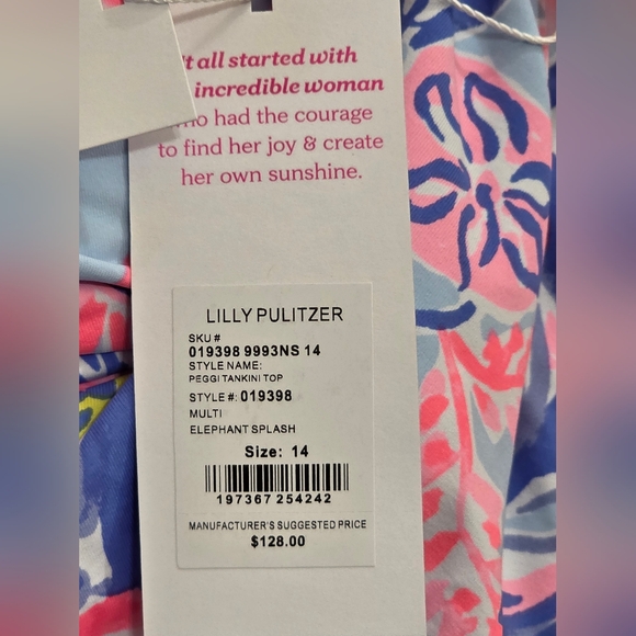 NWT Lilly Pulitzer Peggi Tankini Top Multi Elephant Splash SIZE 14 - Picture 10 of 10